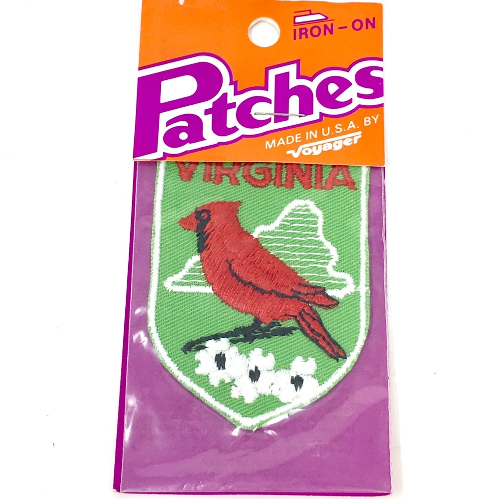 Vintage Virginia State Cardinal Embroidered Iron On Souvenir Patch UNOPENED